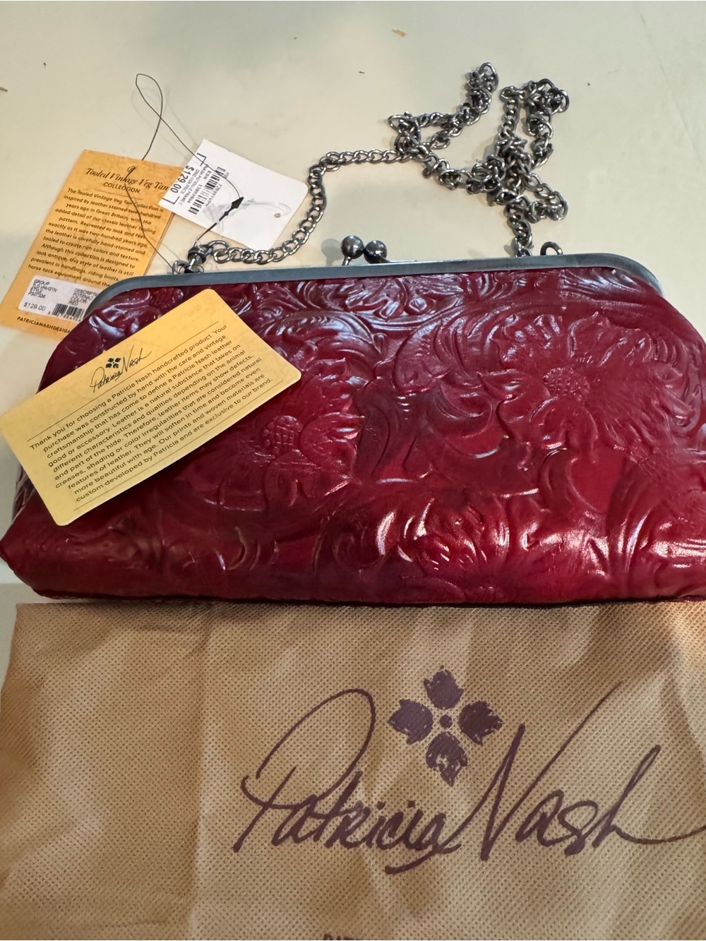 Patricia Nash Red Embossed Leather Cosmetic Case